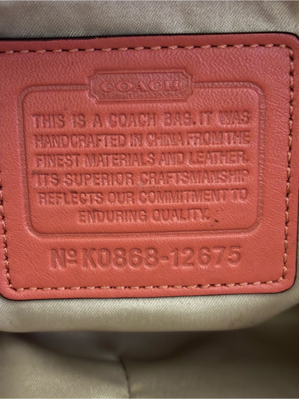 Coach K0868-12675 Signature Metallic Khaki Jacquard Orange Leather Shoulder Bag - Picture 6 of 16